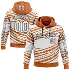 Custom White Orange-Brown 3D Pattern Design Western Cowboy Tribal Ethnic Sports Pullover Sweatshirt Hoodie