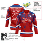 Custom Red Royal-White 3D Splash Hockey Lace Neck Jersey