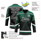 Custom Black Kelly Green-White 3D Splash Hockey Lace Neck Jersey
