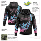 Custom Black Blue-Light Pink 3D Abstract Flame Sports Pullover Sweatshirt Hoodie