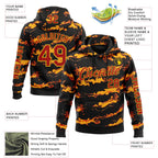 Custom Black Red-Yellow 3D Abstract Flame Sports Pullover Sweatshirt Hoodie