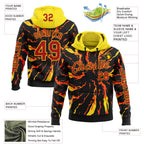 Custom Black Red-Yellow 3D Abstract Flame Sports Pullover Sweatshirt Hoodie