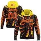 Custom Black Red-Yellow 3D Abstract Flame Sports Pullover Sweatshirt Hoodie