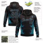 Custom Black Shadow Blue 3D Abstract Flame Sports Pullover Sweatshirt Hoodie
