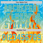 Custom Blue Sky Blue-Yellow 3D Abstract Flame Sports Pullover Sweatshirt Hoodie