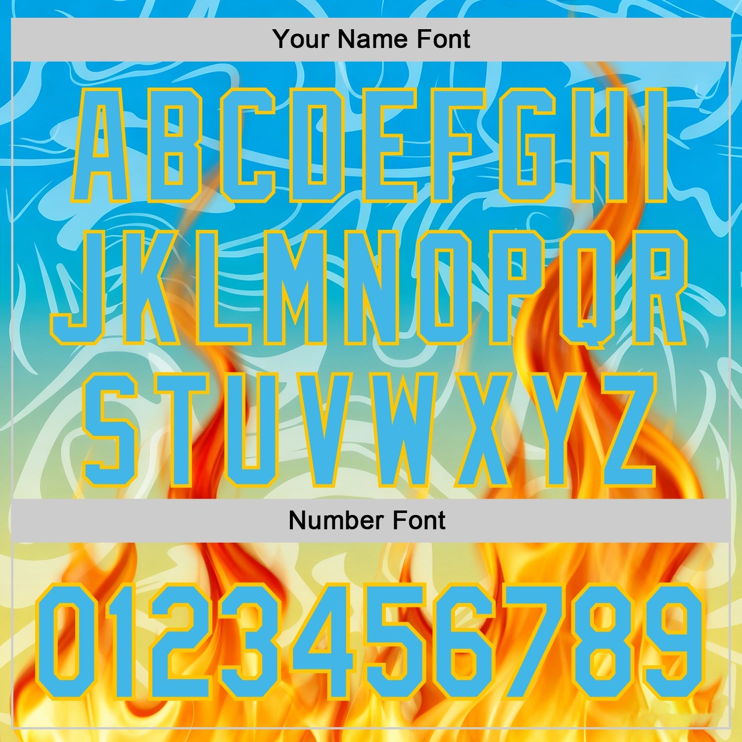 Custom Blue Sky Blue-Yellow 3D Abstract Flame Sports Pullover Sweatshirt Hoodie