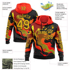 Custom Red Yellow-Black 3D Abstract Flame Sports Pullover Sweatshirt Hoodie