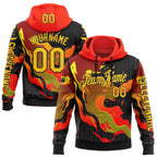 Custom Red Yellow-Black 3D Abstract Flame Sports Pullover Sweatshirt Hoodie