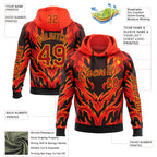 Custom Red Black-Yellow 3D Abstract Flame Sports Pullover Sweatshirt Hoodie