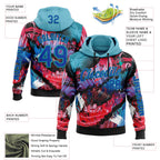 Custom Black Thunder Blue Red-Aqua 3D Abstract Flame Sports Pullover Sweatshirt Hoodie
