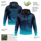 Custom Blue US Navy Blue-Aqua 3D Abstract Flame Sports Pullover Sweatshirt Hoodie