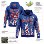 Custom Royal Red-White 3D Abstract Flame Sports Pullover Sweatshirt Hoodie