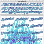 Custom White Ice Blue-Dark Purple 3D Abstract Flame Sports Pullover Sweatshirt Hoodie