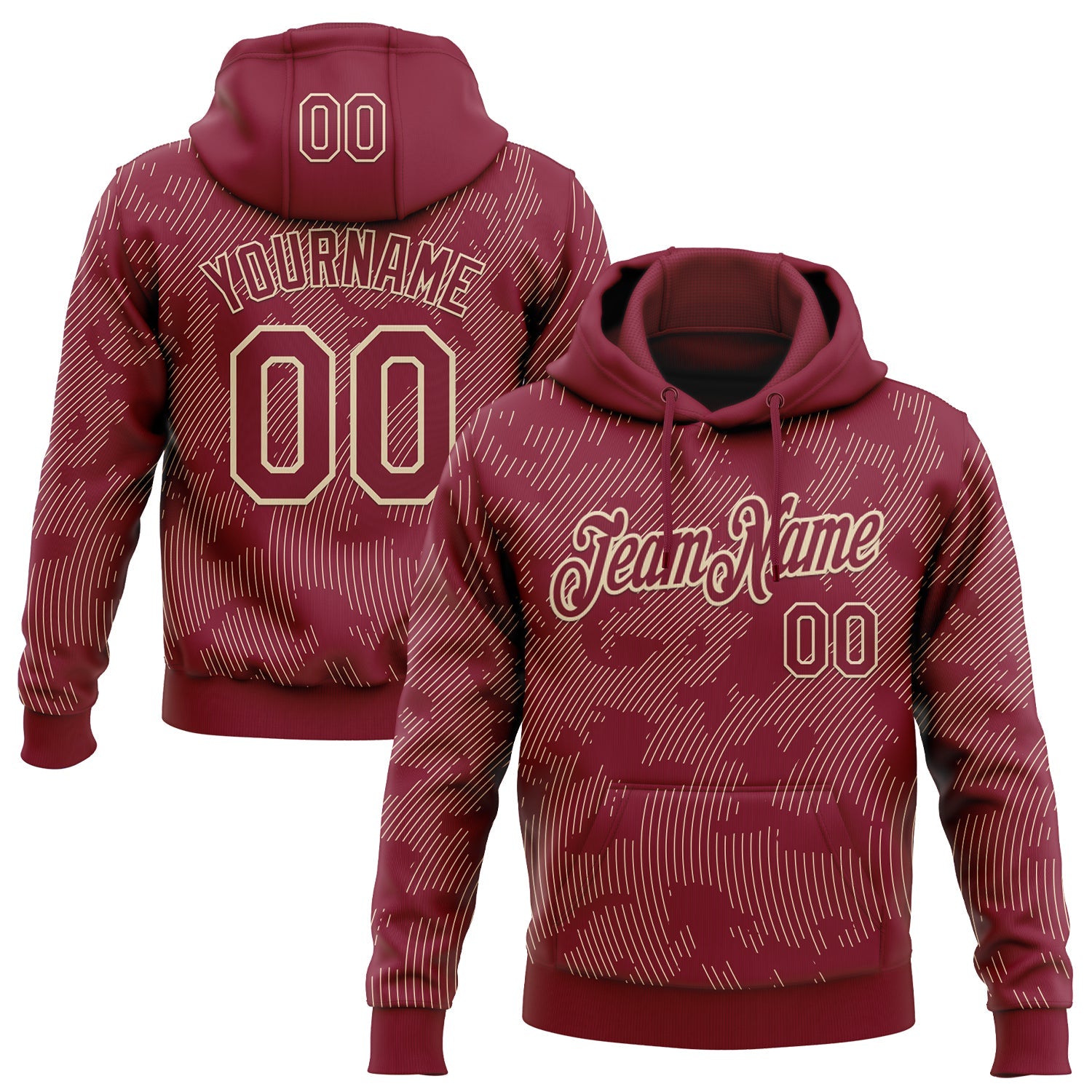 Custom Stitched Crimson Cream 3D Pattern Design Curve Lines Sports Pullover Sweatshirt Hoodie