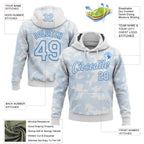 Custom Stitched White Powder Blue 3D Pattern Design Curve Lines Sports Pullover Sweatshirt Hoodie