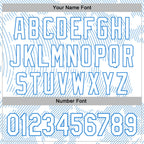 Custom Stitched White Powder Blue 3D Pattern Design Curve Lines Sports Pullover Sweatshirt Hoodie