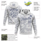 Custom Stitched White Navy 3D Pattern Design Curve Lines Sports Pullover Sweatshirt Hoodie