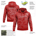 Custom Stitched Red White 3D Pattern Design Curve Lines Sports Pullover Sweatshirt Hoodie