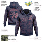 Custom Stitched Navy Medium Pink 3D Pattern Design Curve Lines Sports Pullover Sweatshirt Hoodie