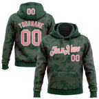 Custom Stitched Green Medium Pink-White 3D Pattern Design Curve Lines Sports Pullover Sweatshirt Hoodie