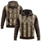 Custom Stitched Brown Cream 3D Pattern Design Abstract Shape Sports Pullover Sweatshirt Hoodie