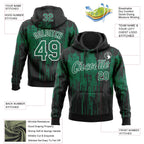 Custom Stitched Black Kelly Green-White 3D Pattern Design Dripping Splatter Sports Pullover Sweatshirt Hoodie