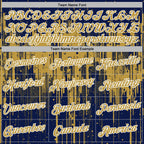 Custom Stitched Navy Old Gold-White 3D Pattern Design Dripping Splatter Sports Pullover Sweatshirt Hoodie