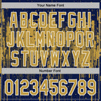 Custom Stitched Navy Old Gold-White 3D Pattern Design Dripping Splatter Sports Pullover Sweatshirt Hoodie