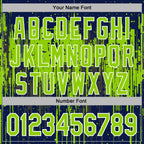 Custom Stitched Navy Neon Green-White 3D Pattern Design Dripping Splatter Sports Pullover Sweatshirt Hoodie