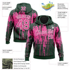 Custom Stitched Green Pink-White 3D Pattern Design Dripping Splatter Sports Pullover Sweatshirt Hoodie