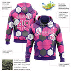 Custom Stitched Purple Pink-White 3D Pattern Design Geometric Shape Sports Pullover Sweatshirt Hoodie