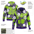Custom Stitched Purple Neon Green-White 3D Pattern Design Geometric Shape Sports Pullover Sweatshirt Hoodie