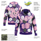 Custom Stitched Purple Light Pink-White 3D Pattern Design Geometric Shape Sports Pullover Sweatshirt Hoodie