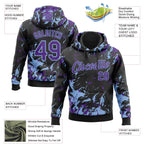 Custom Stitched Black Purple-Light Blue 3D Pattern Design Splash Sports Pullover Sweatshirt Hoodie