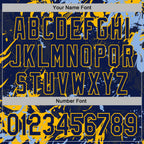 Custom Stitched Navy Gold-Light Blue 3D Pattern Design Splash Sports Pullover Sweatshirt Hoodie