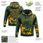 Custom Stitched Green Black-Gold 3D Pattern Design Splash Sports Pullover Sweatshirt Hoodie
