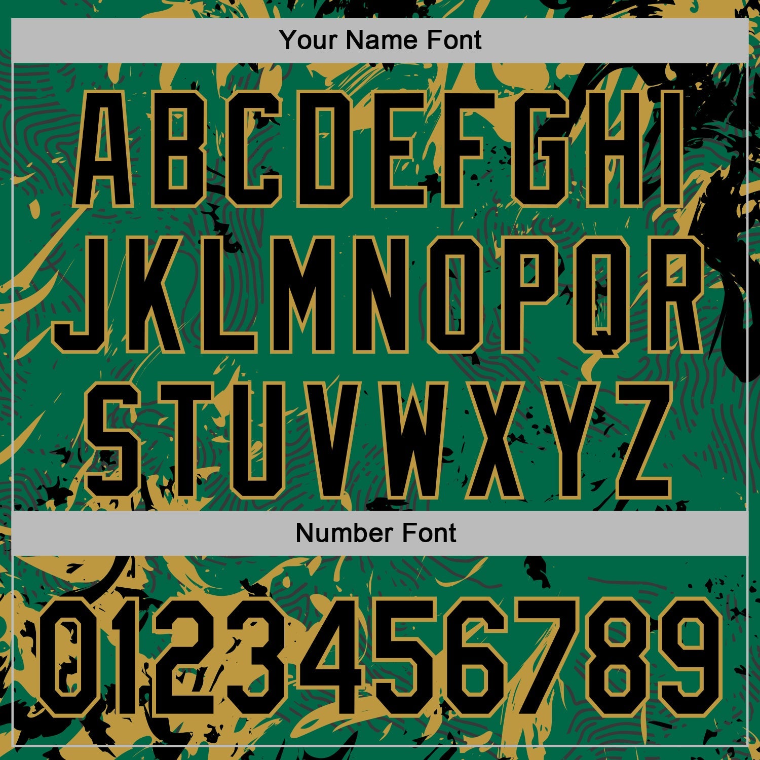 Custom Stitched Kelly Green Black-Old Gold 3D Pattern Design Splash Sports Pullover Sweatshirt Hoodie