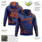 Custom Stitched Royal Orange-Black 3D Pattern Design Splash Sports Pullover Sweatshirt Hoodie