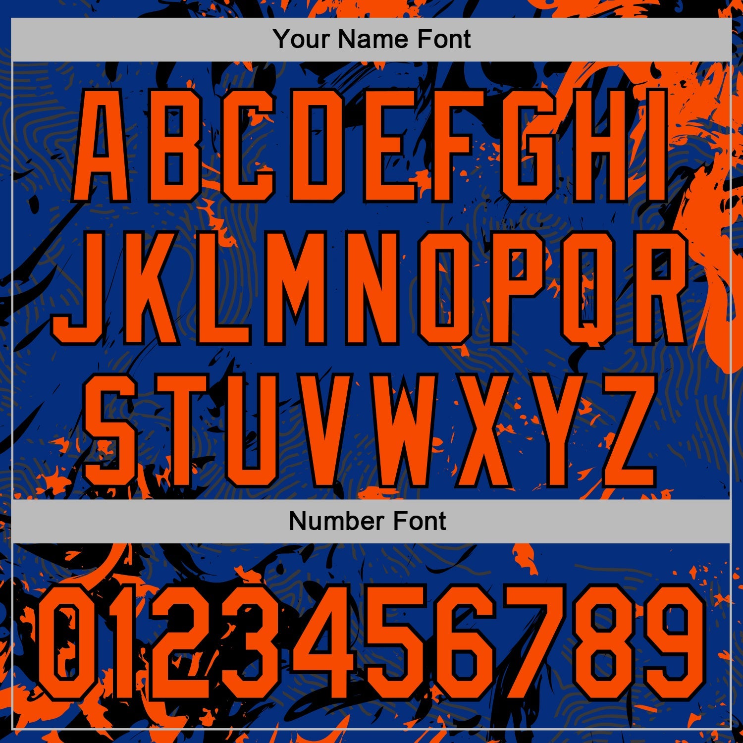 Custom Stitched Royal Orange-Black 3D Pattern Design Splash Sports Pullover Sweatshirt Hoodie