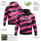 Custom Stitched Black Pink-White 3D Pattern Design Splash Torn Paper Style Sports Pullover Sweatshirt Hoodie