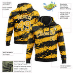 Custom Stitched Black Gold-White 3D Pattern Design Splash Torn Paper Style Sports Pullover Sweatshirt Hoodie