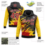 Custom Stitched Black Red Yellow-White 3D Pattern Design Abstract Fragment Art Splash Sports Pullover Sweatshirt Hoodie