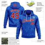 Custom Stitched Royal Red-White 3D Pattern Design Line Sports Pullover Sweatshirt Hoodie