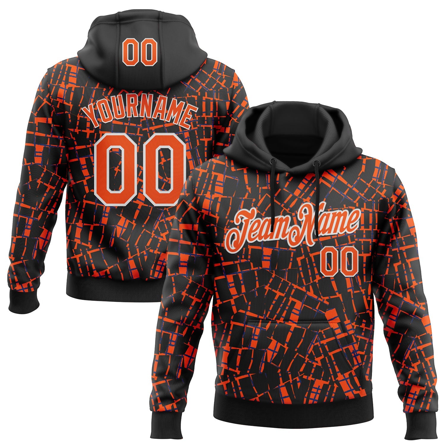 Custom Stitched Black Old Gold-White 3D Pattern Design Line Sports Pullover Sweatshirt Hoodie