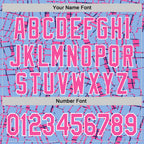 Custom Stitched Light Blue Pink-White 3D Pattern Design Line Sports Pullover Sweatshirt Hoodie