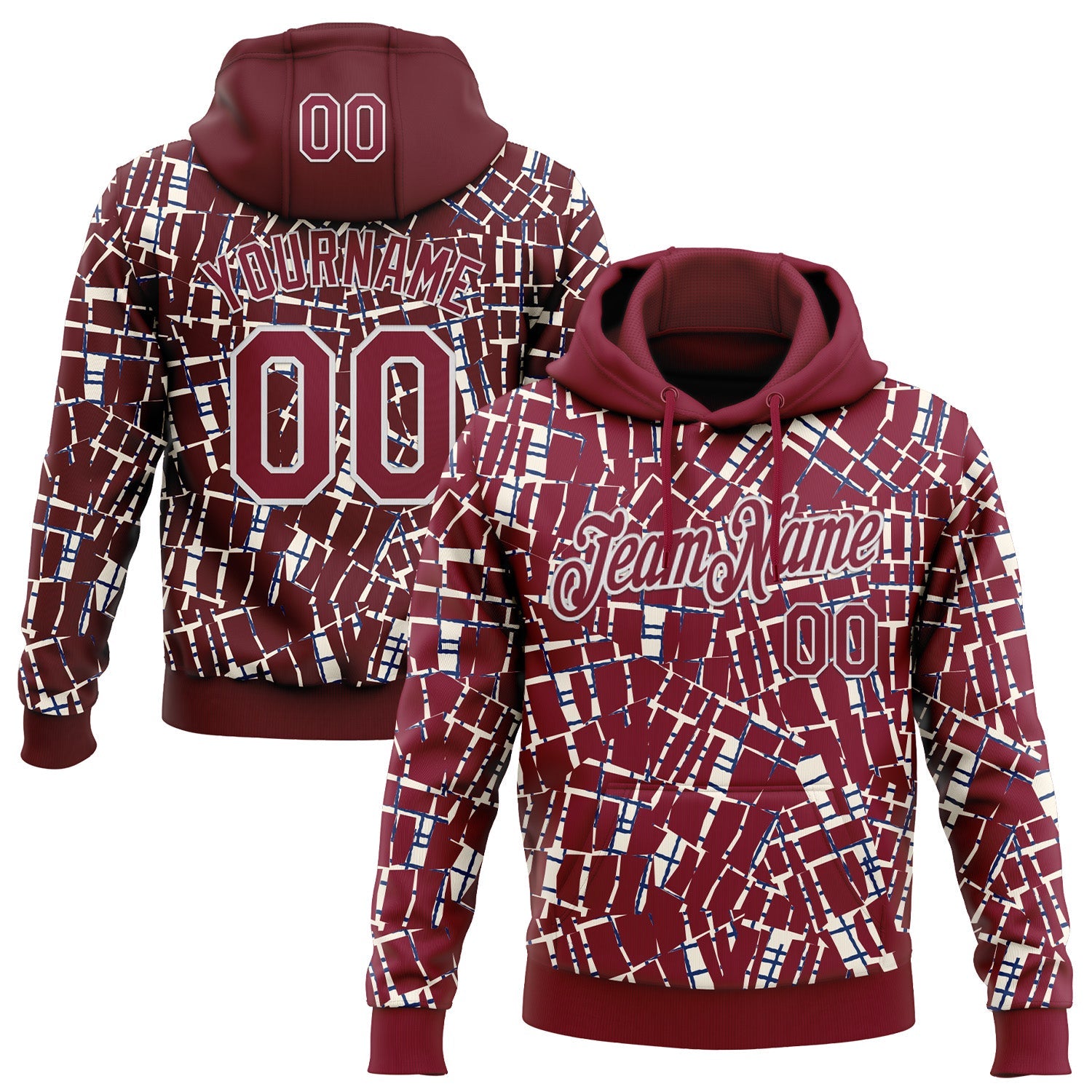 Custom Stitched Crimson White 3D Pattern Design Line Sports Pullover Sweatshirt Hoodie