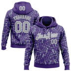 Custom Stitched Purple Gray-White 3D Pattern Design Line Sports Pullover Sweatshirt Hoodie