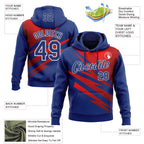 Custom Stitched Royal Red-White 3D Pattern Design Line Sports Pullover Sweatshirt Hoodie