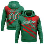 Custom Stitched Kelly Green Red-White 3D Pattern Design Line Sports Pullover Sweatshirt Hoodie