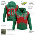 Custom Stitched Kelly Green Red-White 3D Pattern Design Abstract Splatter Grunge Art Sports Pullover Sweatshirt Hoodie